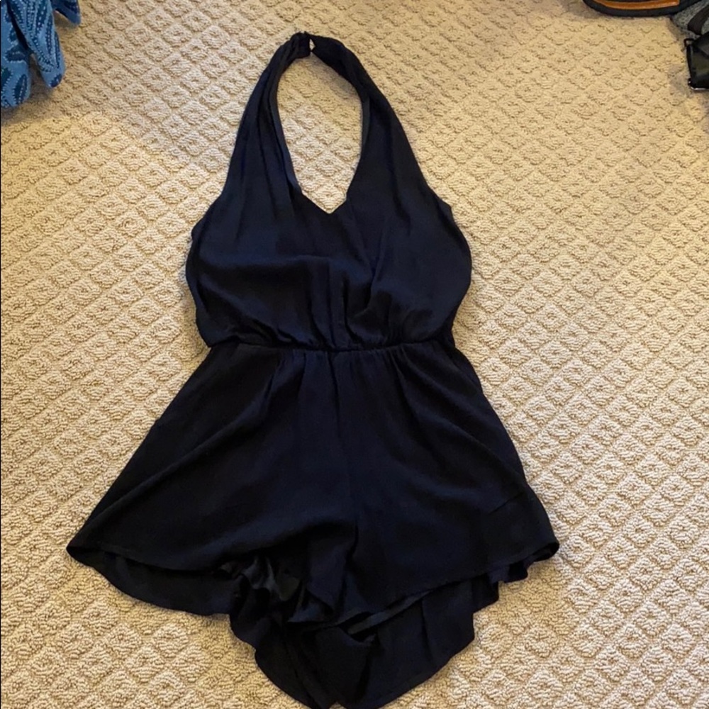 Black halter top flowy romper